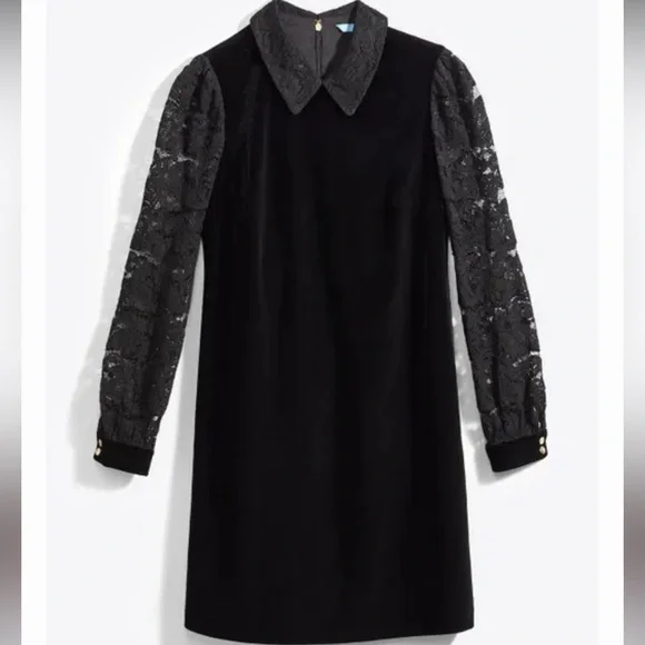 Draper James Black Dress with Lace Sleeves - Picture 3 of 11